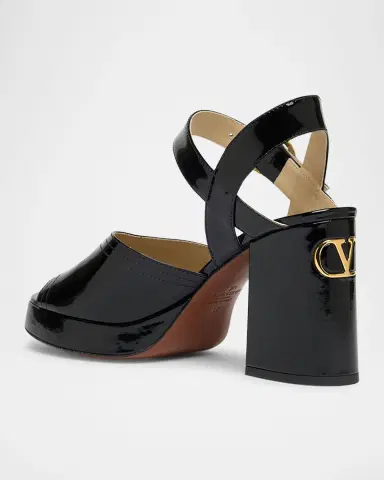 Valentino Garavani Fawcette VLogo Patent Leather Platform Sandals | Thumbnail 4 Valentino Garavani Fawcette VLogo Patent Leather Platform Sandals | Thumbnail 4