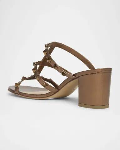 Valentino Garavani Rockstud Caged Metallic Leather Slide Sandals | Thumbnail 4 Valentino Garavani Rockstud Caged Metallic Leather Slide Sandals | Thumbnail 4