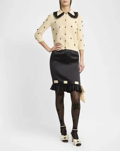 Valentino Garavani Ribbon Ruffle Hem Double Satin Skirt | Thumbnail 2 Valentino Garavani Ribbon Ruffle Hem Double Satin Skirt | Thumbnail 2