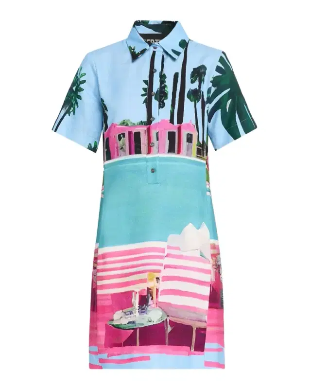 Poolside Preppy Short-Sleeve Mini Polo Dress