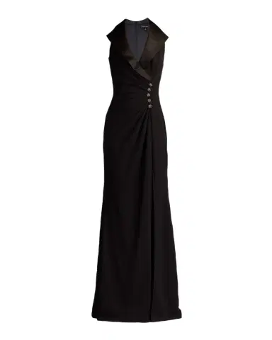 Tadashi Shoji Pleated Jewel-Embellished Crepe Tuxedo Gown | Thumbnail 1