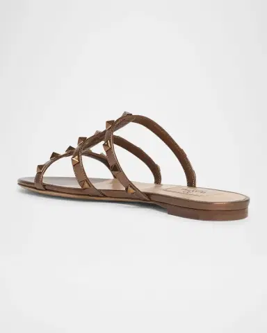 Valentino Garavani Rockstud Metallic City Flat Slide Sandals | Thumbnail 4 Valentino Garavani Rockstud Metallic City Flat Slide Sandals | Thumbnail 4