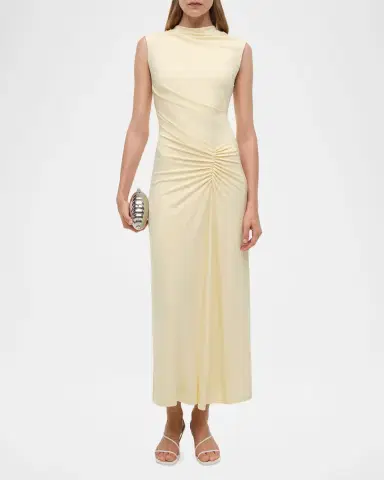 SIMKHAI Acacia Sleeveless Ruched Midi Dress | Thumbnail 2