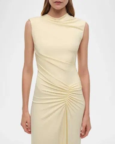 SIMKHAI Acacia Sleeveless Ruched Midi Dress | Thumbnail 5
