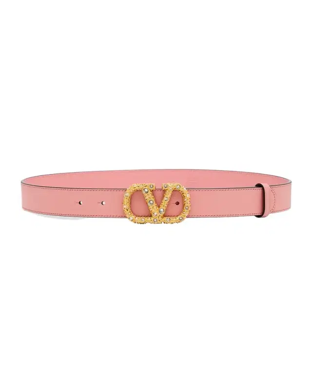 Valentino Garavani VLogo Signature Jeweled Calf Leather Belt, 30mm