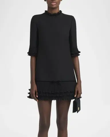 Valentino Garavani Ruffle Silk Crepe Mini Dress | Thumbnail 2 Valentino Garavani Ruffle Silk Crepe Mini Dress | Thumbnail 2