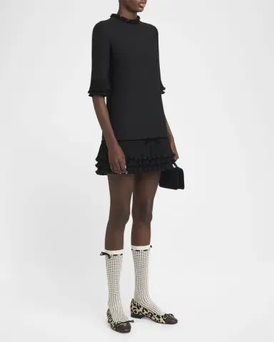 Valentino Garavani Ruffle Silk Crepe Mini Dress | Thumbnail 4 Valentino Garavani Ruffle Silk Crepe Mini Dress | Thumbnail 4