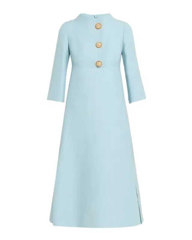 Valentino Garavani Strass Button High-Neck Crepe Midi Dress