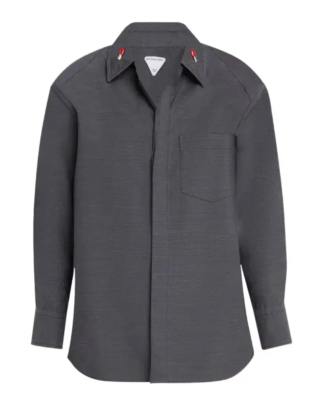 Bottega Veneta Matches-Collar Travel Light Wool Shirt