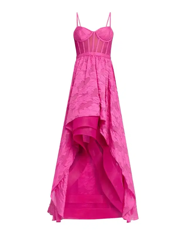 BCBGMAXAZRIA High-Low Fil Coupe Corset Gown
