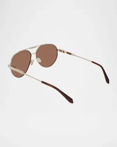 Ferragamo Men's Gancino Titanium Aviator Sunglasses | Thumbnail 2