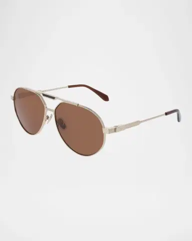 Ferragamo Men's Gancino Titanium Aviator Sunglasses | Thumbnail 3
