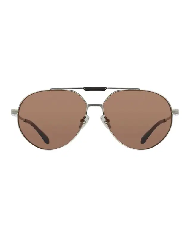 Ferragamo Men 's Gancino Titanium Aviator Sunglasses
