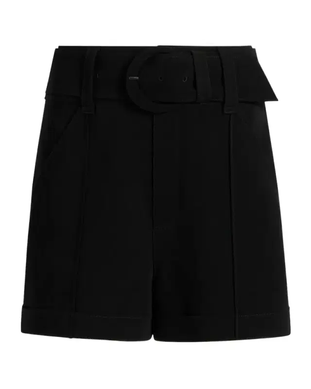 Cinq a Sept Aldi Belted High-Rise Stitched Shorts