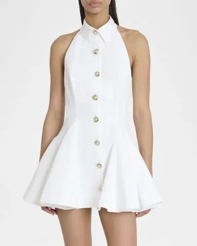 Balmain Halter Popeline Fit-&-Flare Mini Shirtdress | Thumbnail 4 Balmain Halter Popeline Fit-&-Flare Mini Shirtdress | Thumbnail 4