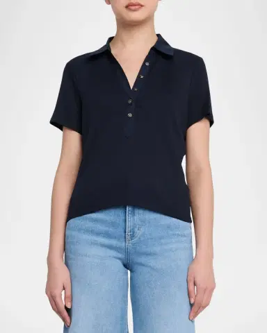 Veronica Beard Kearney Short-Sleeve Polo Tee | Thumbnail 4 Veronica Beard Kearney Short-Sleeve Polo Tee | Thumbnail 4