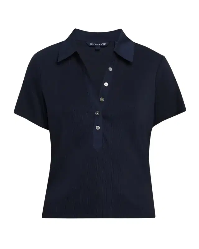 Veronica Beard Kearney Short-Sleeve Polo Tee
