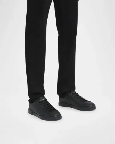 Dolce & Gabbana Men's Portofino Calfskin Low-Top Sneakers | Thumbnail 2