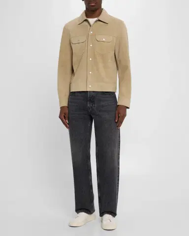FRAME Men 's Suede Trucker Jacket | Thumbnail 2