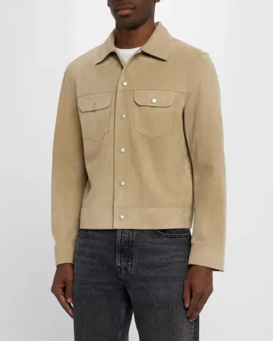 FRAME Men 's Suede Trucker Jacket | Thumbnail 4