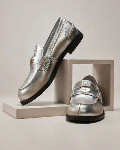 Miu Miu Leather Coin Penny Loafers | Thumbnail 2
