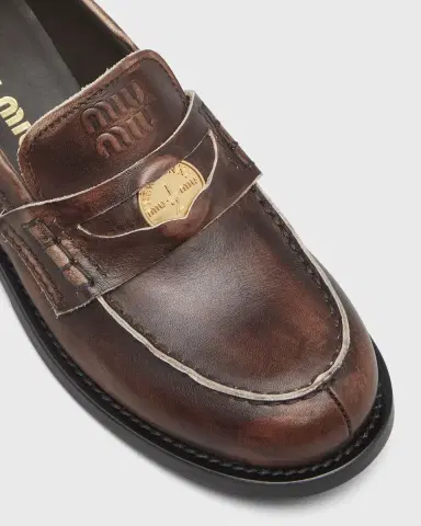 Miu Miu Leather Coin Penny Loafers | Thumbnail 3