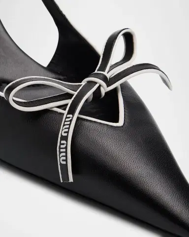 Miu Miu Nappa Leather Bow Slingback Pumps | Thumbnail 3