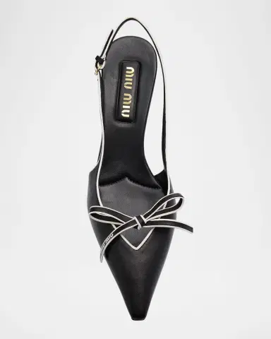 Miu Miu Nappa Leather Bow Slingback Pumps | Thumbnail 4