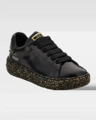 Versace Kid's Calf Leather Low-Top Sneakers, Kids | Thumbnail 2 Versace Kid's Calf Leather Low-Top Sneakers, Kids | Thumbnail 2