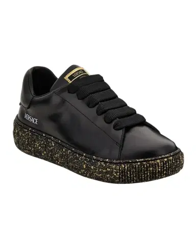 Versace Kid's Calf Leather Low-Top Sneakers, Kids | Thumbnail 1 Versace Kid's Calf Leather Low-Top Sneakers, Kids | Thumbnail 1