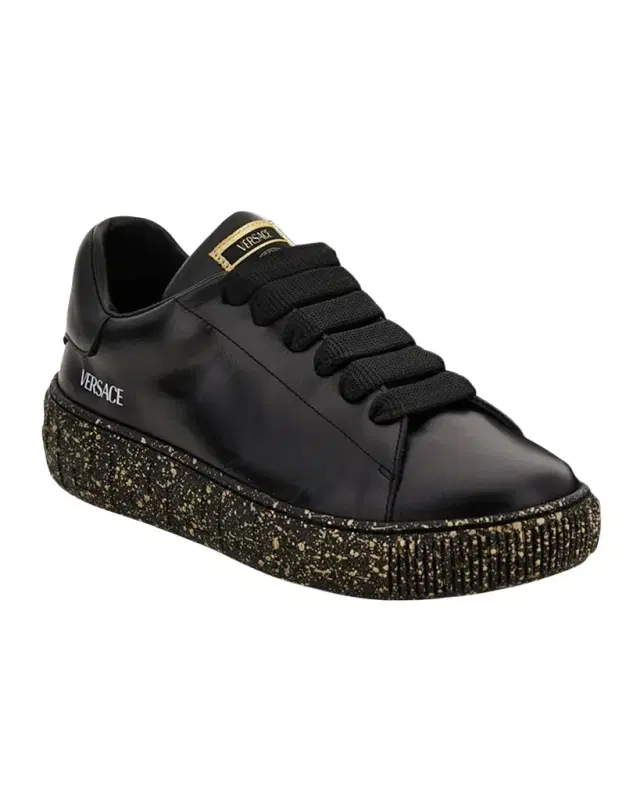 Versace Kid 's Calf Leather Low-Top Sneakers, Kids