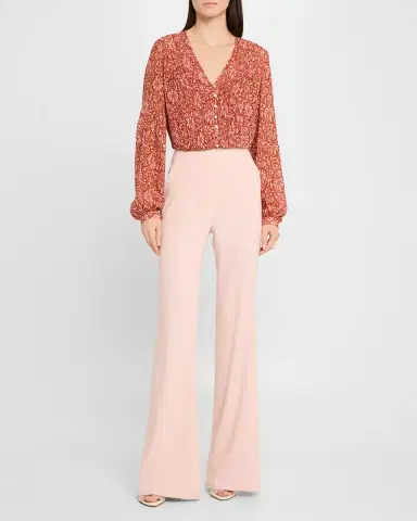 Veronica Beard Calvin Printed Long-Sleeve Blouse | Thumbnail 2