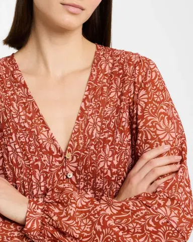 Veronica Beard Calvin Printed Long-Sleeve Blouse | Thumbnail 5