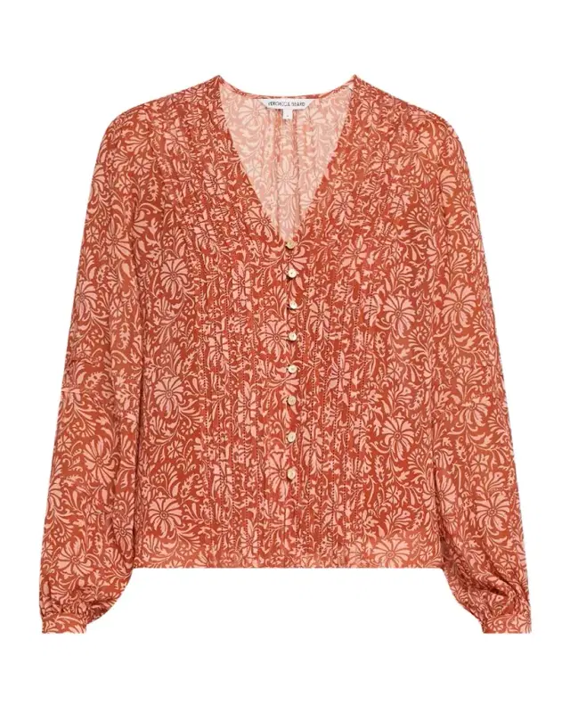 Calvin Printed Long-Sleeve Blouse