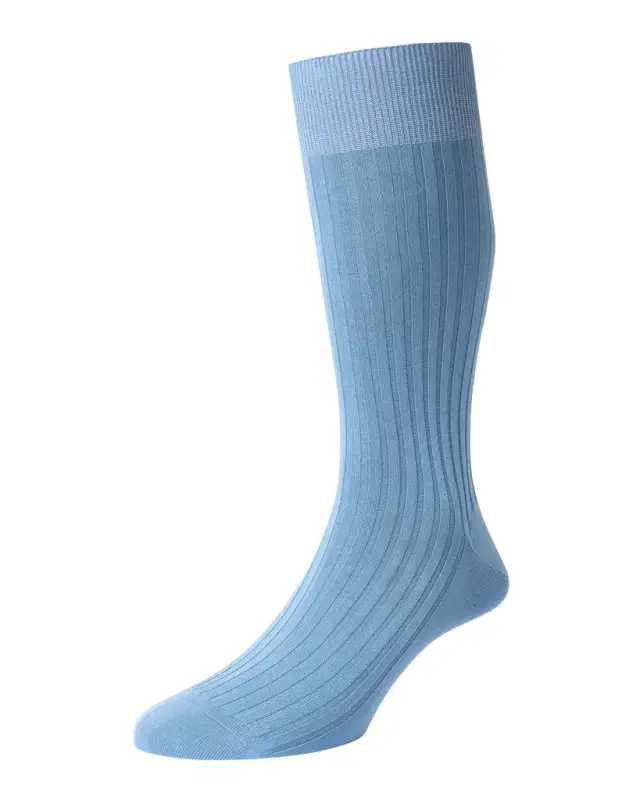 Pantherella Men's Danvers Ribbed Cotton Mid-Calf Socks