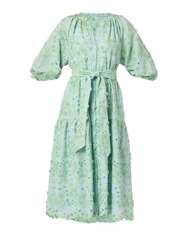 Denver Tiered Eyelet-Embroidered Midi Dress