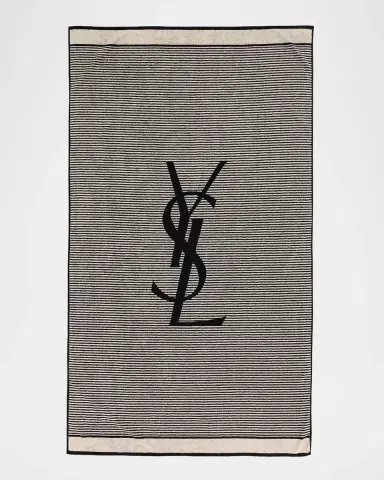 Saint Laurent Cassandre Striped Cotton Beach Towel | Thumbnail 3