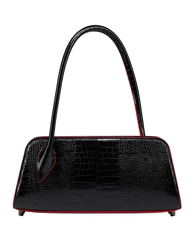 Christian Louboutin Eloise Croc-Embossed Leather Shoulder Bag