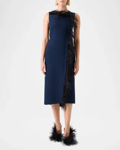 Akris Asymmetric Double-Face Wool Midi Dress | Thumbnail 2