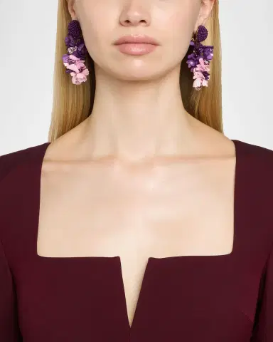 Oscar de la Renta Plexy and Raffia Flowers Earrings | Thumbnail 2