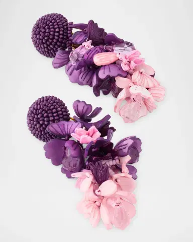 Oscar de la Renta Plexy and Raffia Flowers Earrings | Thumbnail 3