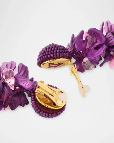 Oscar de la Renta Plexy and Raffia Flowers Earrings | Thumbnail 4