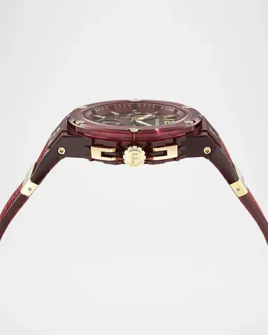 Ferragamo F-80 44mm Translucent Burgundy Bioplastic Chronograph Watch | Thumbnail 3 Ferragamo F-80 44mm Translucent Burgundy Bioplastic Chronograph Watch | Thumbnail 3