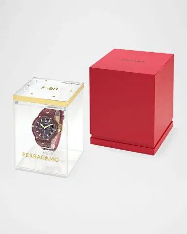 Ferragamo F-80 44mm Translucent Burgundy Bioplastic Chronograph Watch | Thumbnail 5 Ferragamo F-80 44mm Translucent Burgundy Bioplastic Chronograph Watch | Thumbnail 5