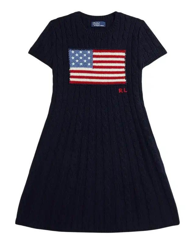 Girl 's American Flag Cashmere Cable Knit Dress