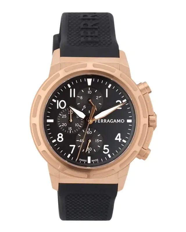 Sport Chrono 44mm IP Rose Gold Silicone Watch
