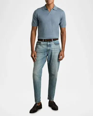 Reiss Men's Duchie Merino Wool Open Collar Polo Shirt | Thumbnail 2 Reiss Men's Duchie Merino Wool Open Collar Polo Shirt | Thumbnail 2