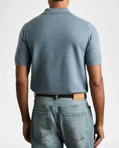 Reiss Men's Duchie Merino Wool Open Collar Polo Shirt | Thumbnail 3 Reiss Men's Duchie Merino Wool Open Collar Polo Shirt | Thumbnail 3