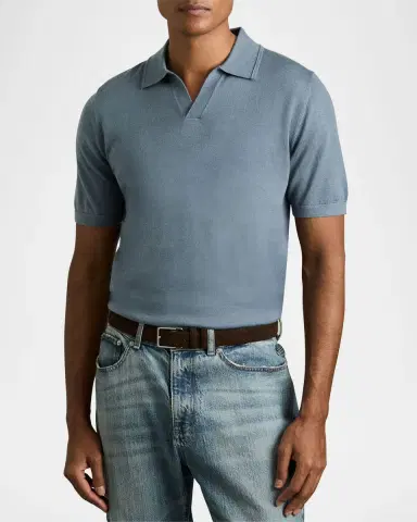 Reiss Men's Duchie Merino Wool Open Collar Polo Shirt | Thumbnail 4 Reiss Men's Duchie Merino Wool Open Collar Polo Shirt | Thumbnail 4