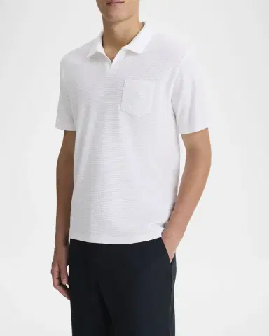Vince Men 's Textured Johnny Collar Polo Shirt | Thumbnail 2